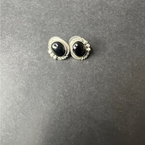 Vintage Sterling Silver Earrings Black Onyx 925 earrings, Fancy 5.48g